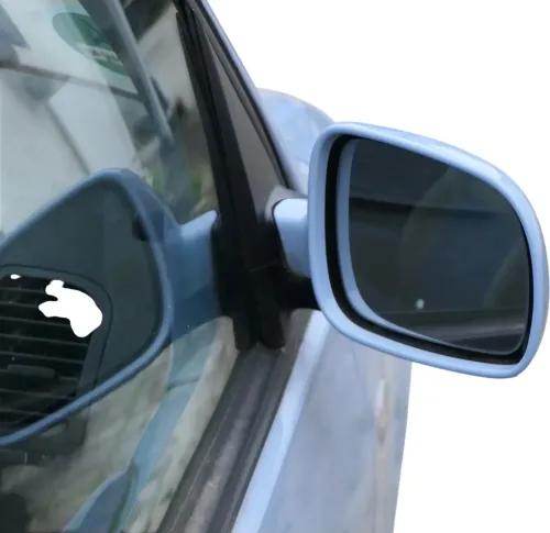 VW Lupo Arosa mechanischer manueller Außenspiegel rechts blau LR5D hellblau